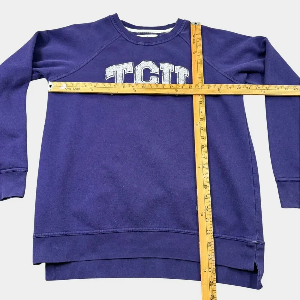 TCU Horned Frogs Sweatshirt Men's Large Purple Spell Out Raglan League NCAA - Picture 9 of 9